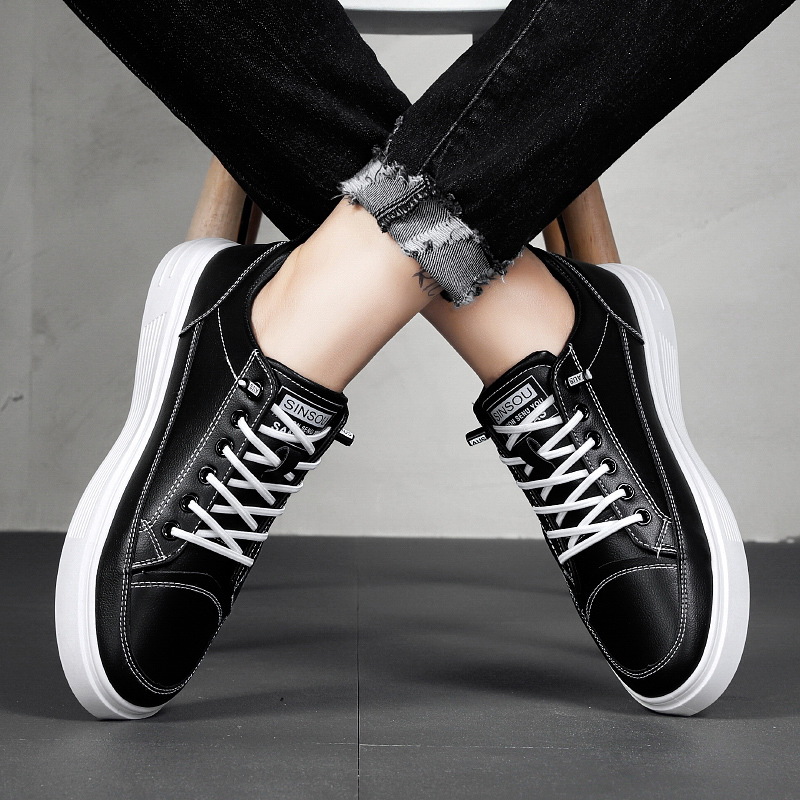 Shoes men 2022 spring new trend all match small white shoes men's Korean version breathable leather casual board shoes wholesale 291 details Picture