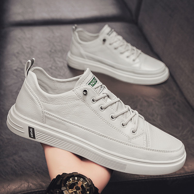 Shoes men 2022 spring new trend all match small white shoes men's Korean version breathable leather casual board shoes wholesale 291 full figure