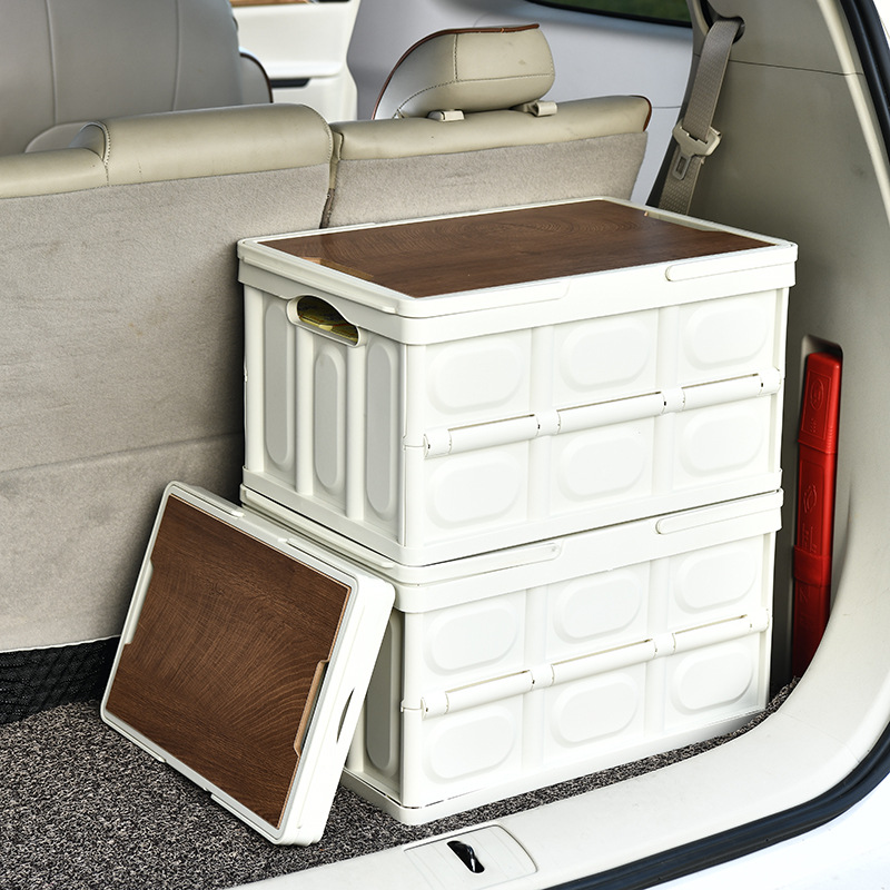 K10-2718 Storage box, folding box, camping organizing box, car trunk box, storage box, wooden cover clothing storage box Item Picture