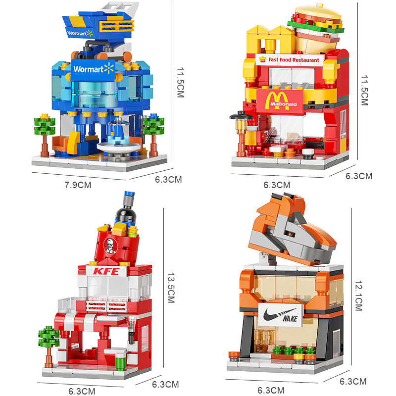Compatible LEGO building blocks Street View city children's toys Puzzle assembled plastic villa small room gift stall goods 662 Specification drawing