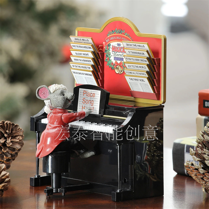 美国Mr.Christmas老鼠弹钢琴音乐盒男生女生生日圣诞礼物家居摆件详情3