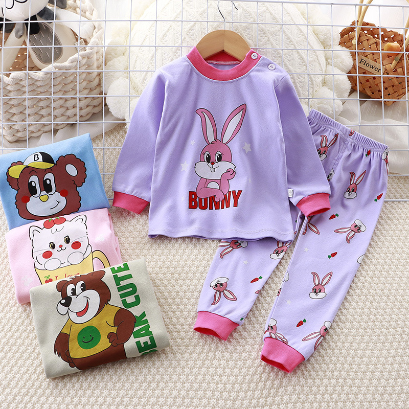Children's underwear set pure cotton new boys' autumn pajamas girl baby long Johns home wear children's clothing wholesale 397 details Picture