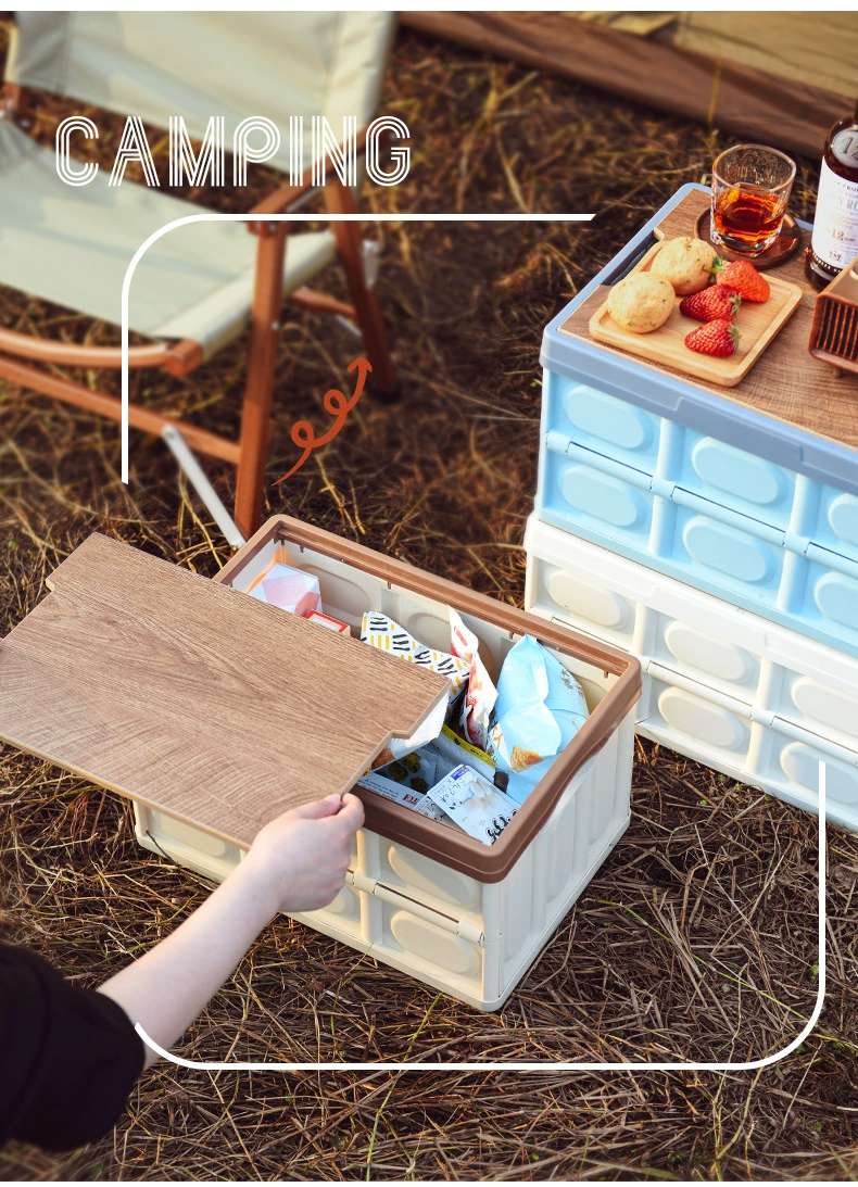 K10-2718 Storage box, folding box, camping organizing box, car trunk box, storage box, wooden cover clothing storage box detail image 7