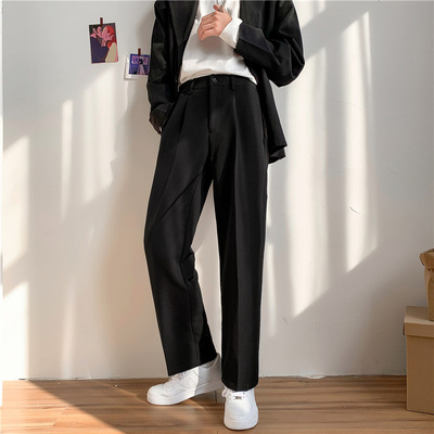 Spring and autumn ins simple sense of small dress pants men Korean version of the trend loose men straight leg wide casual suit pants 161 details Picture