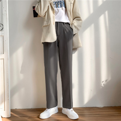 Spring and autumn ins simple sense of small dress pants men Korean version of the trend loose men straight leg wide casual suit pants 161 Item Picture