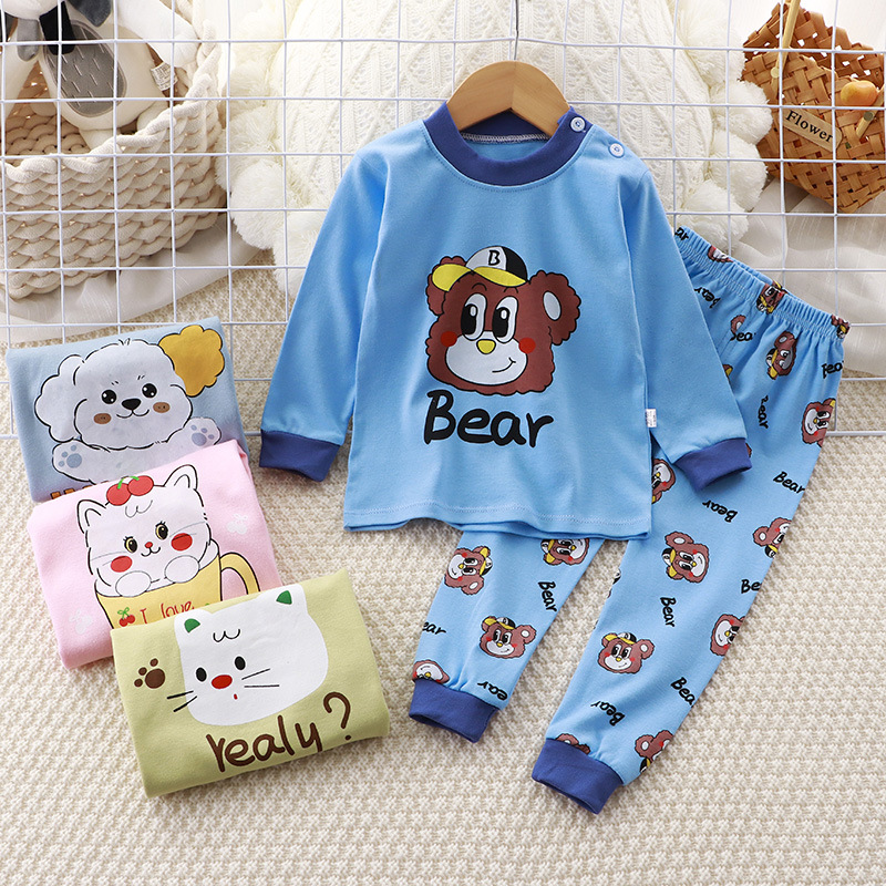 Children's underwear set pure cotton new boys' autumn pajamas girl baby long Johns home wear children's clothing wholesale 397 full figure
