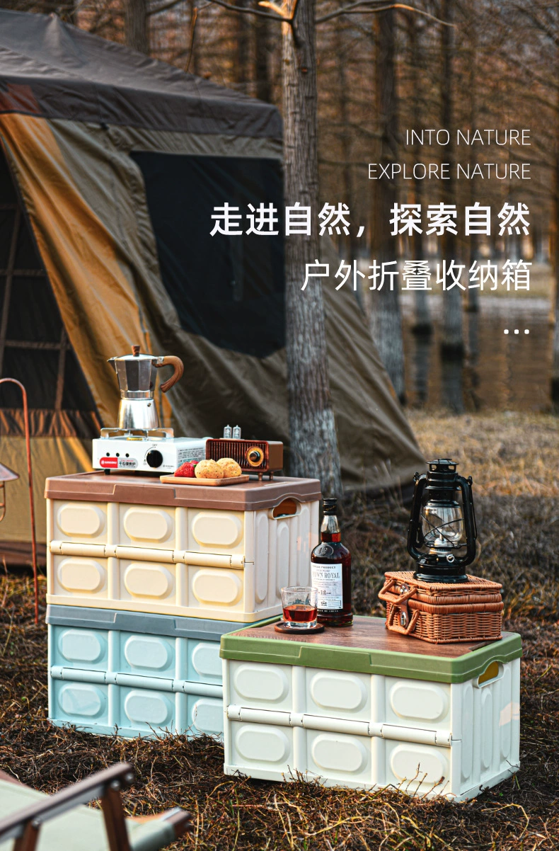 K10-2718 Storage box, folding box, camping organizing box, car trunk box, storage box, wooden cover clothing storage box detail image 2
