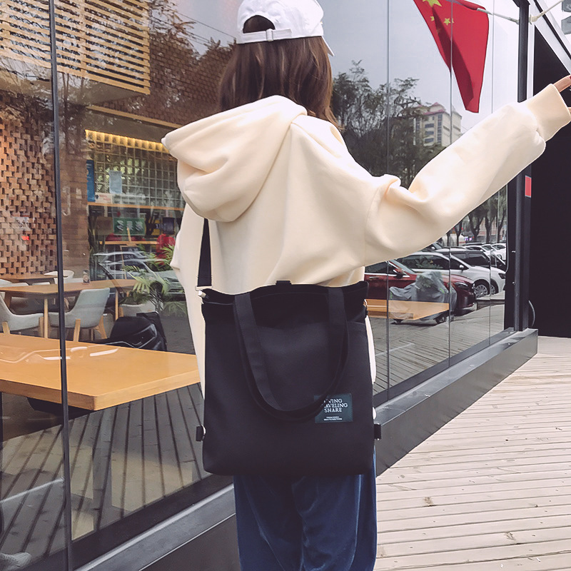 Fashion women's bag ins Korean version single shoulder canvas bag Fashion art college students backpack class tutorial canvas bag 719 Specification drawing
