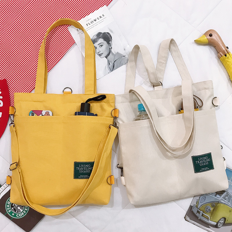 Fashion women's bag ins Korean version single shoulder canvas bag Fashion art college students backpack class tutorial canvas bag 719 full figure