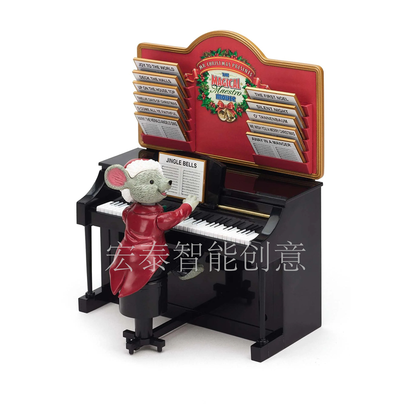 美国Mr.Christmas老鼠弹钢琴音乐盒男生女生生日圣诞礼物家居摆件详情5