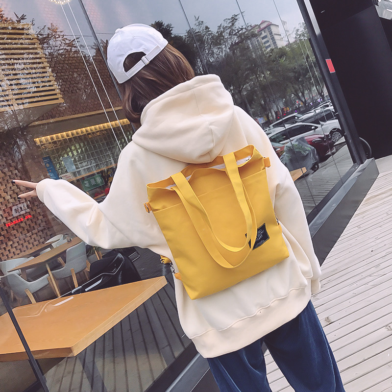 Fashion women's bag ins Korean version single shoulder canvas bag Fashion art college students backpack class tutorial canvas bag 719 details Picture