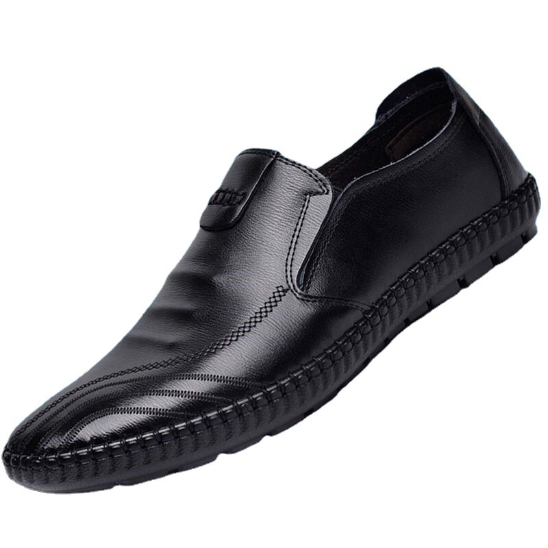Spring and autumn new men's shoes men's casual British breathable leather shoes Korean version of the trend youth dress comfortable bean shoes 128 Item Picture