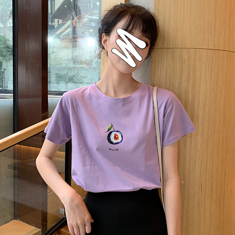 Net red avocado green short-sleeved T-shirt women 2020 summer new student class clothes loose Korean version of all fruit T-shirt 376 Application Scenario
