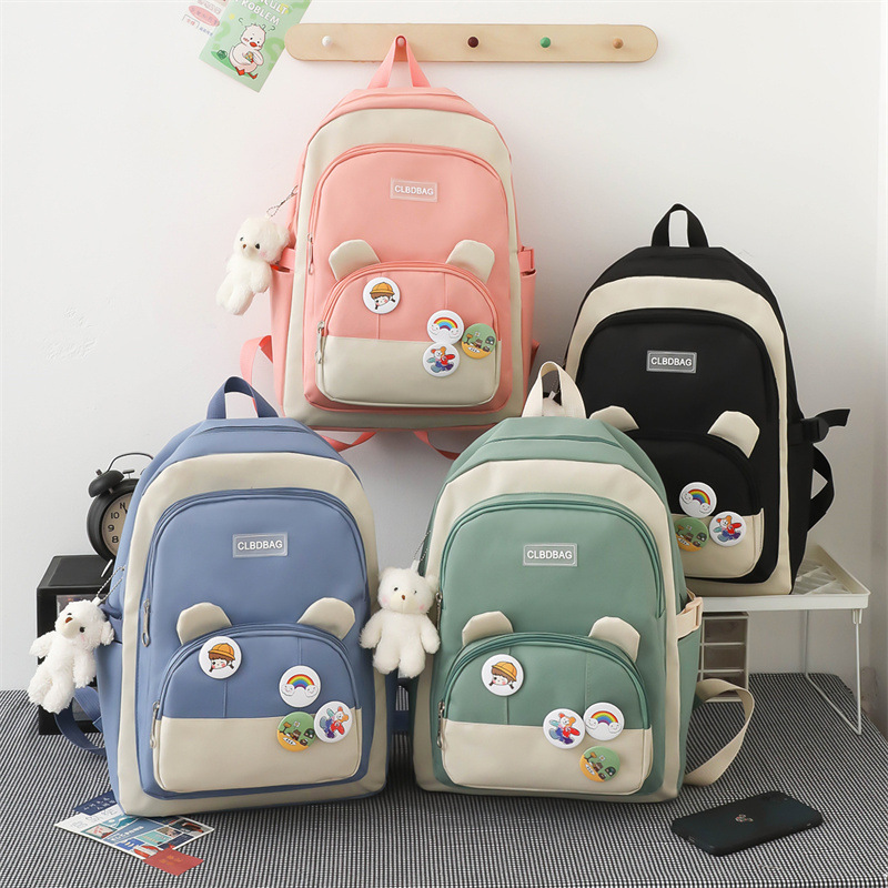 New schoolbag female Korean version fashion large capacity five-piece backpack set students junior high school students backpack wholesale 17 Application Scenario