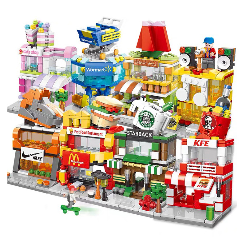 Compatible LEGO building blocks Street View city children's toys Puzzle assembled plastic villa small room gift stall goods 662 Item Picture