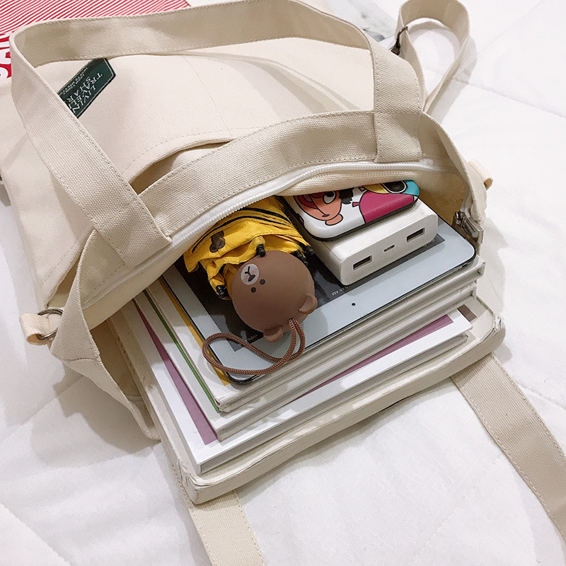 Fashion women's bag ins Korean version single shoulder canvas bag Fashion art college students backpack class tutorial canvas bag 719 Application Scenario