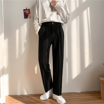 Spring and autumn ins simple sense of small dress pants men Korean version of the trend loose men straight leg wide casual suit pants 161 Application Scenario