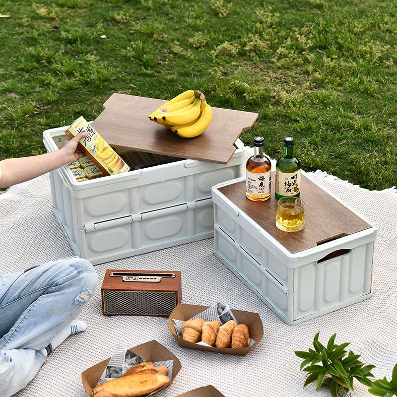 K10-2718 Storage box, folding box, camping organizing box, car trunk box, storage box, wooden cover clothing storage box Specification image