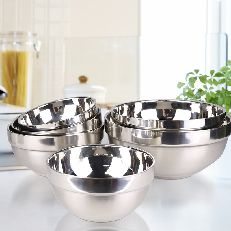Chinese 304 stainless steel double-layer fast food bowl thickened anti-scalding children's rice bowl School canteen factory soup bowl custom 832 Specification drawing