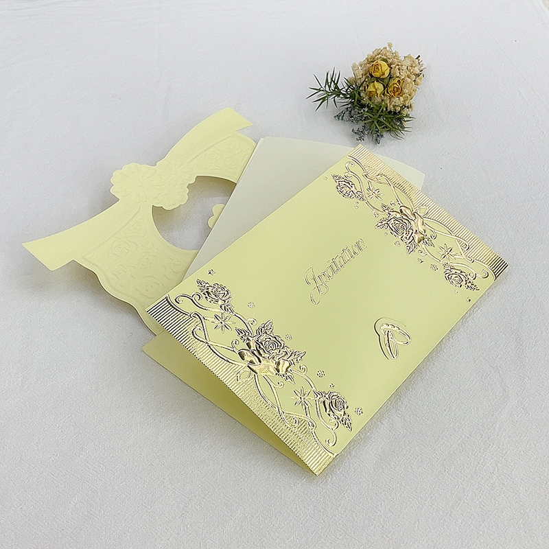 厂家直销新款优雅现货定制非洲中东欧式烫金浮雕立体三折结婚请柬感谢邀请函贺卡请帖带信封