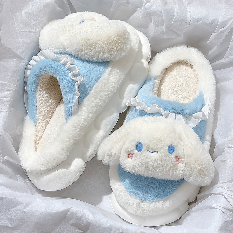 Big ear dog cotton slippers female plush autumn and winter cute home wholesale indoor warm home cute children's cotton mop 813 full figure