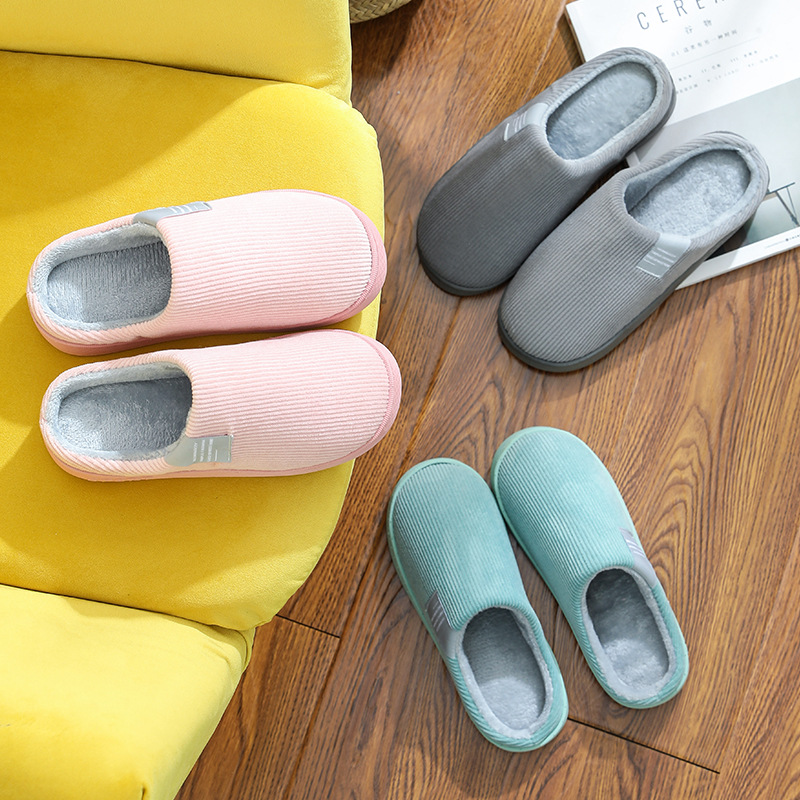 Cotton slippers for women Autumn Winter indoor Thick bottom comfort Month plush warm couple home home men's winter cotton drag 848 details Picture