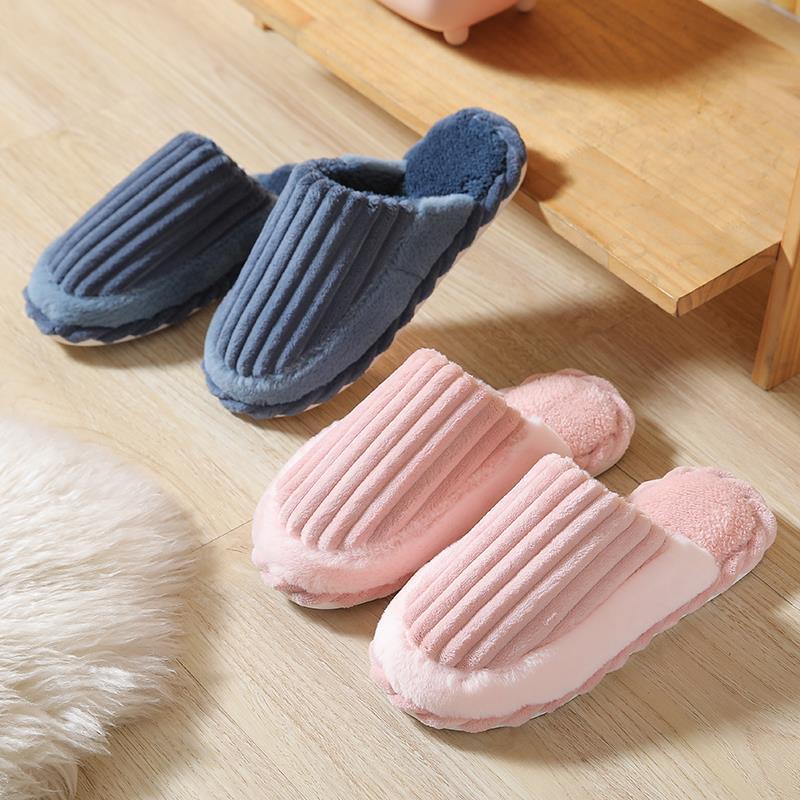 Manufacturers direct sales autumn and winter home indoor cotton slippers corduroy splicing men and women guests plush slippers wholesale 920 Specification drawing