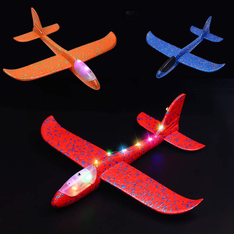 49cm large luminous foam aircraft wholesale night market hand thrown gyroscope aircraft model outdoor children's model aircraft toy 197 full figure