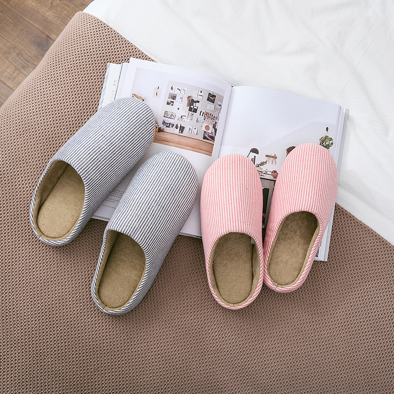 Couples home warm cotton slippers plush casual cotton drag wholesale indoor wooden floor anti-slip silent cloth sole slippers 529 Specification drawing