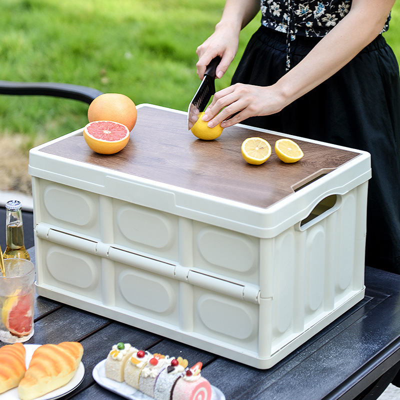 Home folding storage box Thickened wooden lid outdoor folding box Storage box Multi-purpose camping car storage box 961