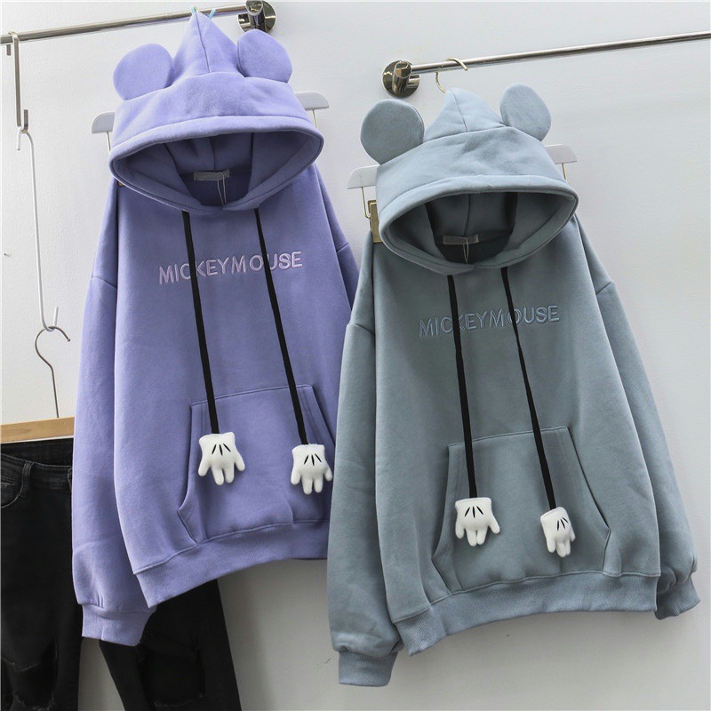 Autumn and winter bear hoodie women's fashion ins Korean version casual design feeling cute ears hoodie coat top 278