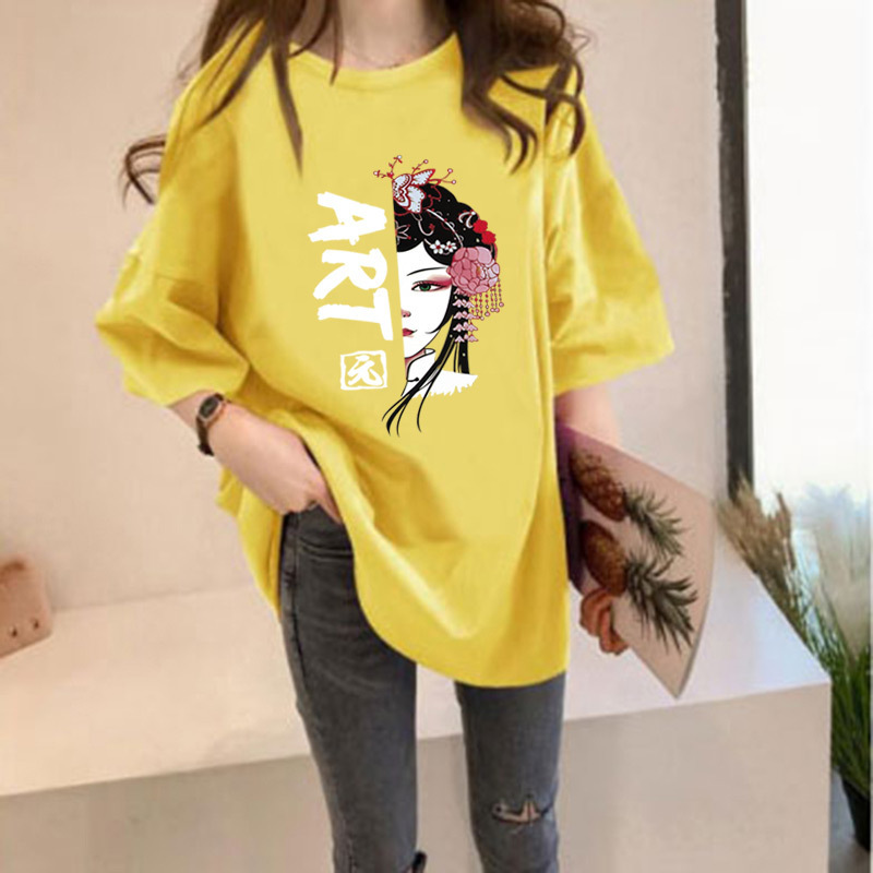 Summer Chinese style facial mask short sleeve T-shirt women's large size national trend half sleeve net red ins top women loose 342 Specification drawing
