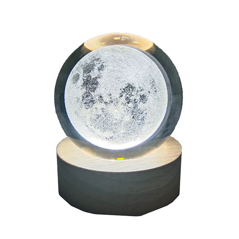 月球太阳系发光水晶球小夜灯桌面摆件送男女生日礼物装饰品宇航员58详情图5