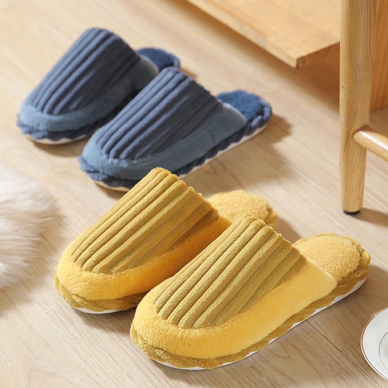 Manufacturers direct sales autumn and winter home indoor cotton slippers corduroy splicing men and women guests plush slippers wholesale 920 details Picture