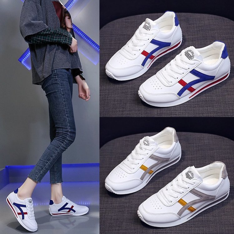 Women's casual shoes 2022 spring new breathable leather women's shoes Fashion Korean version of sports shoes cross-border Forrest Gump shoes women 182 full figure