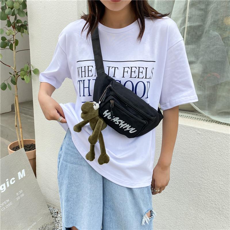 Network red ins bag female 2021 Korean version of the new Harajuku tooling day chest bag student canvas crossbody bag tide 543 Specification drawing