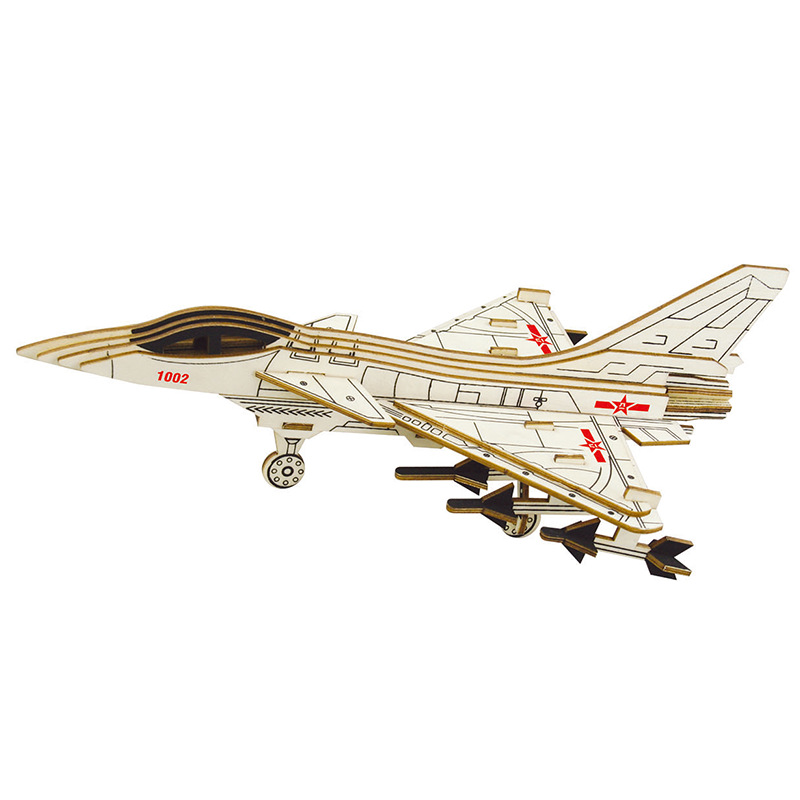 Stall source Children's wooden puzzle stereoscopic 3d toy model boy benefits the brain to assemble aircraft building blocks 318 Item Picture