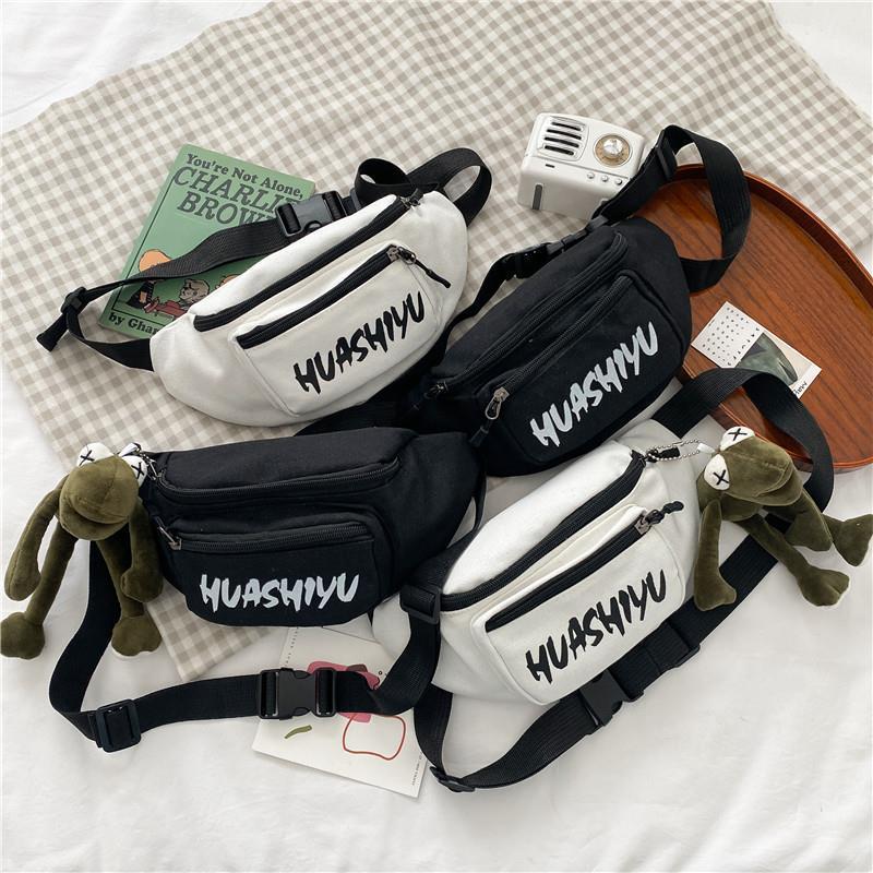 Network red ins bag female 2021 Korean version of the new Harajuku tooling day chest bag student canvas crossbody bag tide 543 details Picture