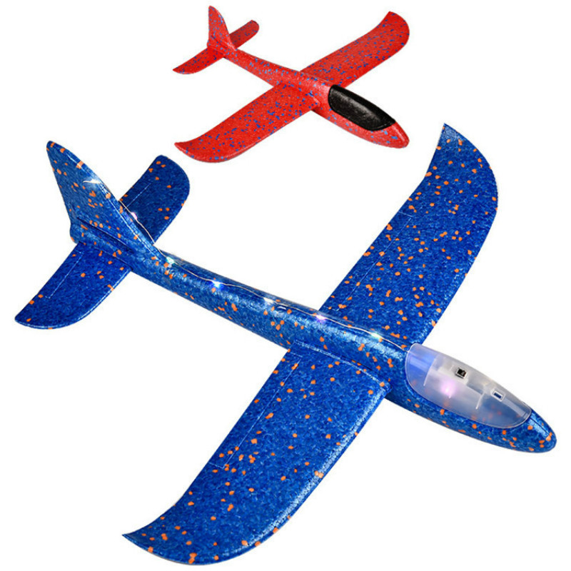 Children's large luminous toy hand-thrown foam airplane aviation assembly model Throwing glide Swing stall Toy 921 Item Picture