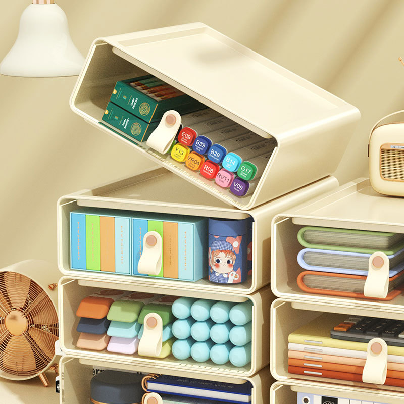 K10-2746 Transparent drawer storage box is a large-capacity storage box and cabinet that can be stacked on the desktop of an office and dormitory Specification image