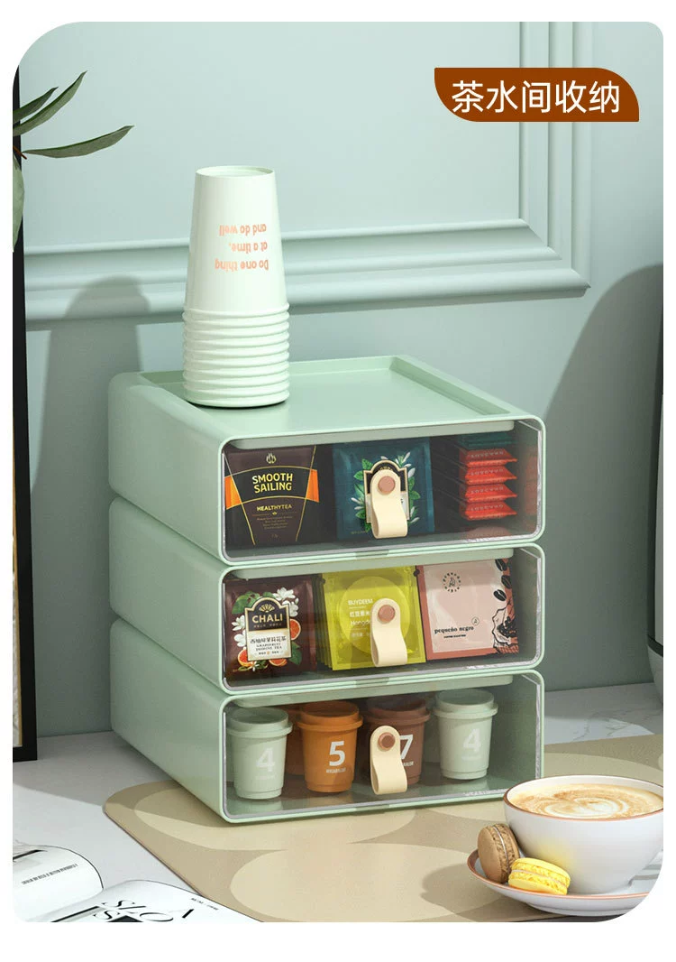K10-2746 Transparent drawer storage box is a large-capacity storage box and cabinet that can be stacked on the desktop of an office and dormitory detail image 12
