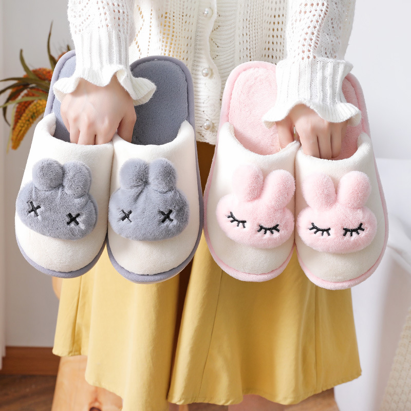2022 new rabbit head lovers autumn winter thick bottom indoor home warm cotton shoes non-slip woolly cotton slippers 793 details Picture