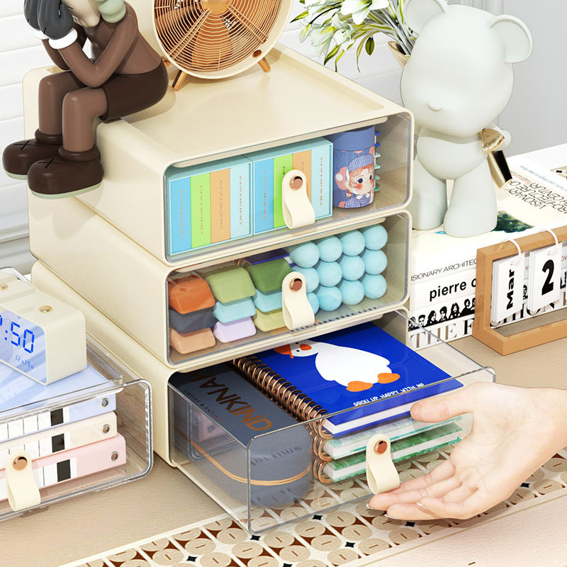 K10-2746 Transparent drawer storage box is a large-capacity storage box and cabinet that can be stacked on the desktop of an office and dormitory detail image 4