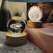 月球太阳系发光水晶球小夜灯桌面摆件送男女生日礼物装饰品宇航员58
