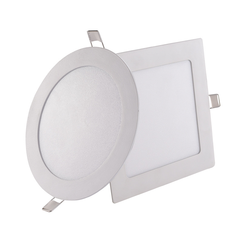 LED超薄圆形面板灯/暗装平板灯/压铸铝筒灯/嵌入式商超天花灯具产品图