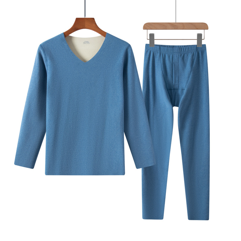 Derong AB warm set men's underwear double-sided velvet women wear undershirt plus velvet thick long Johns 281 full figure