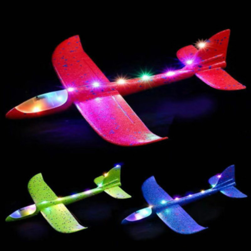 Children's large luminous toy hand-thrown foam airplane aviation assembly model Throwing glide Swing stall Toy 921 details Picture