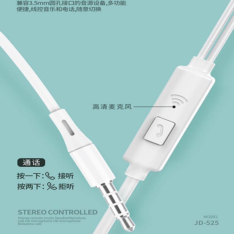 New simple universal in-ear headphone direct plug computer mobile phone with microphone headphones wire control headphone manufacturers direct sales 753 Application Scenario