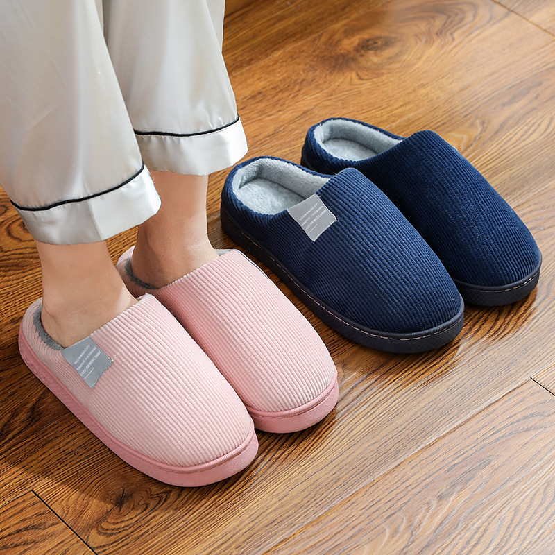 Cotton slippers for women Autumn Winter indoor Thick bottom comfort Month plush warm couple home home men's winter cotton drag 848 full figure
