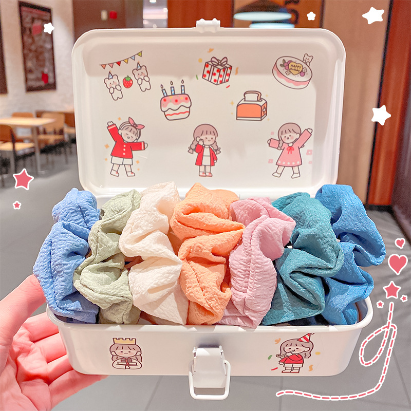 Mori Puff Hair Circle Sweet Cream colon Circle Solid color hair cord Hair Bun Hair Ponytail hair cord Fabric hair Accessories 364